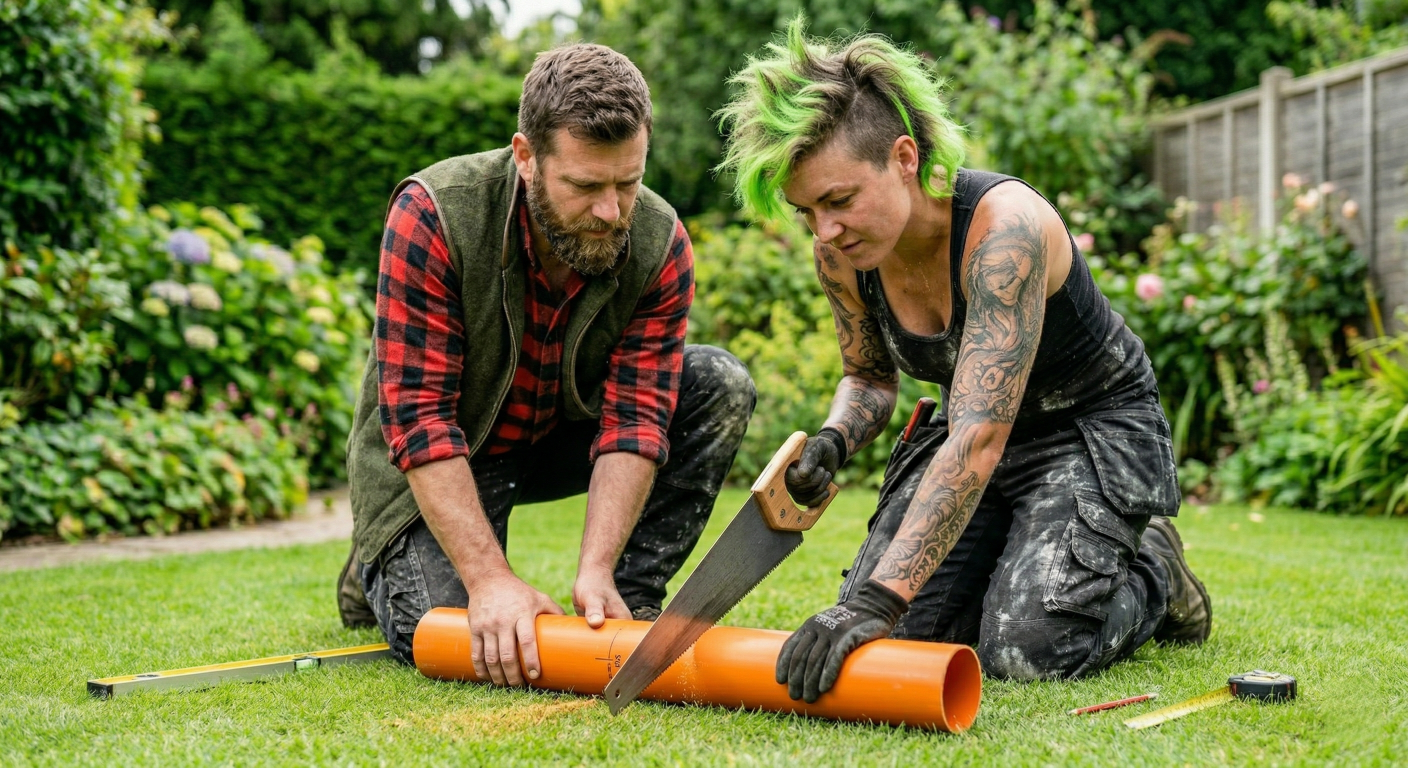 Schalung für Punktfundamente aus KG-Rohren bauen