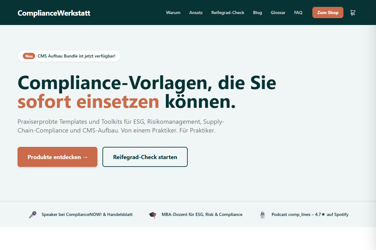 Vorschau der Website Compliance-Werkstatt (compliance-werkstatt.eu)